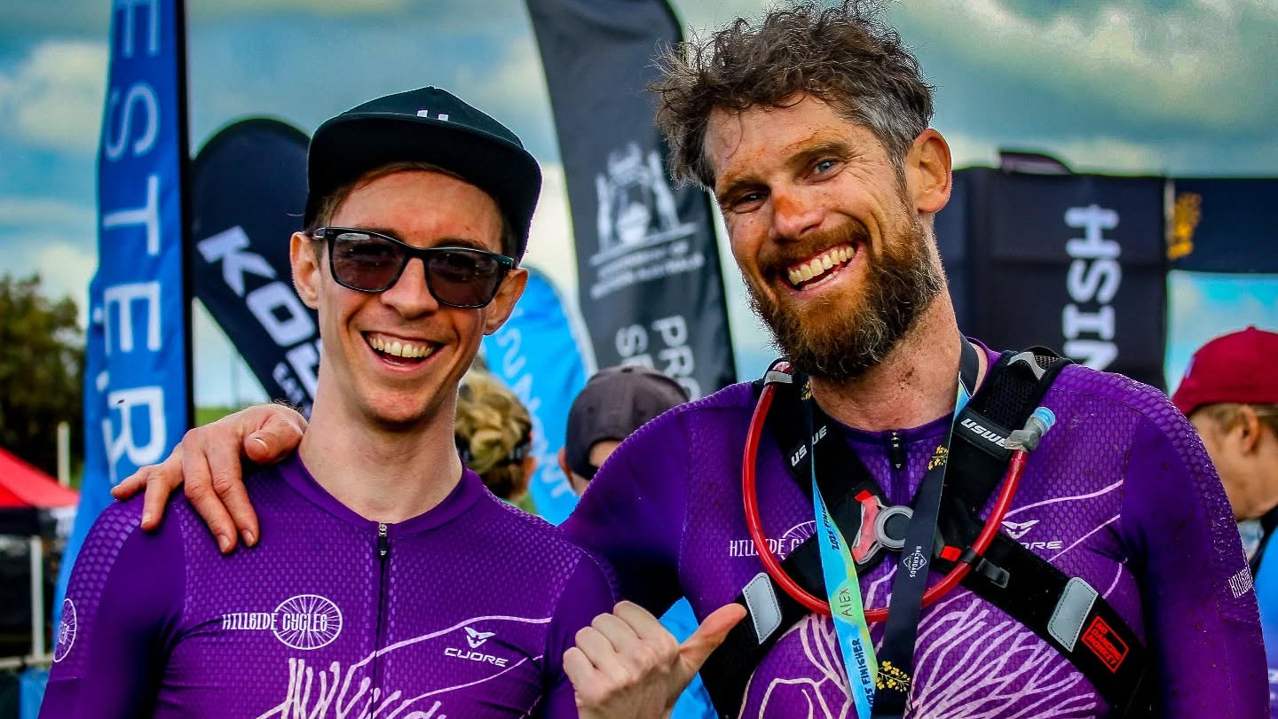 hillside cyclists happy after a race